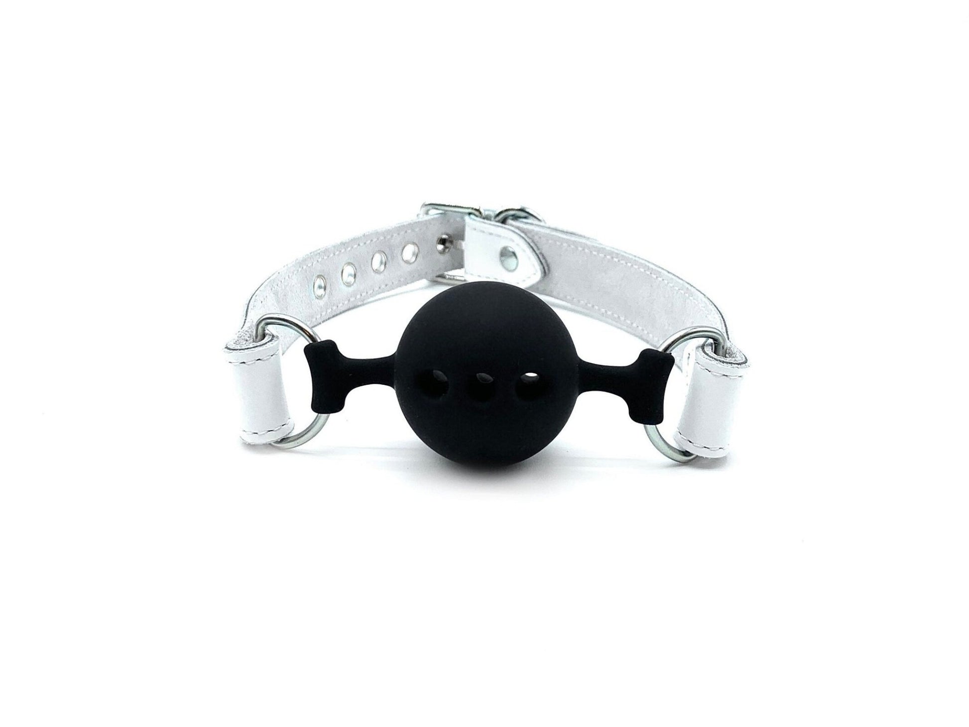 VIENNA White Leather Ball Gag - Lulexy