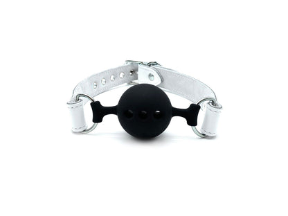 VIENNA White Leather Ball Gag - Lulexy