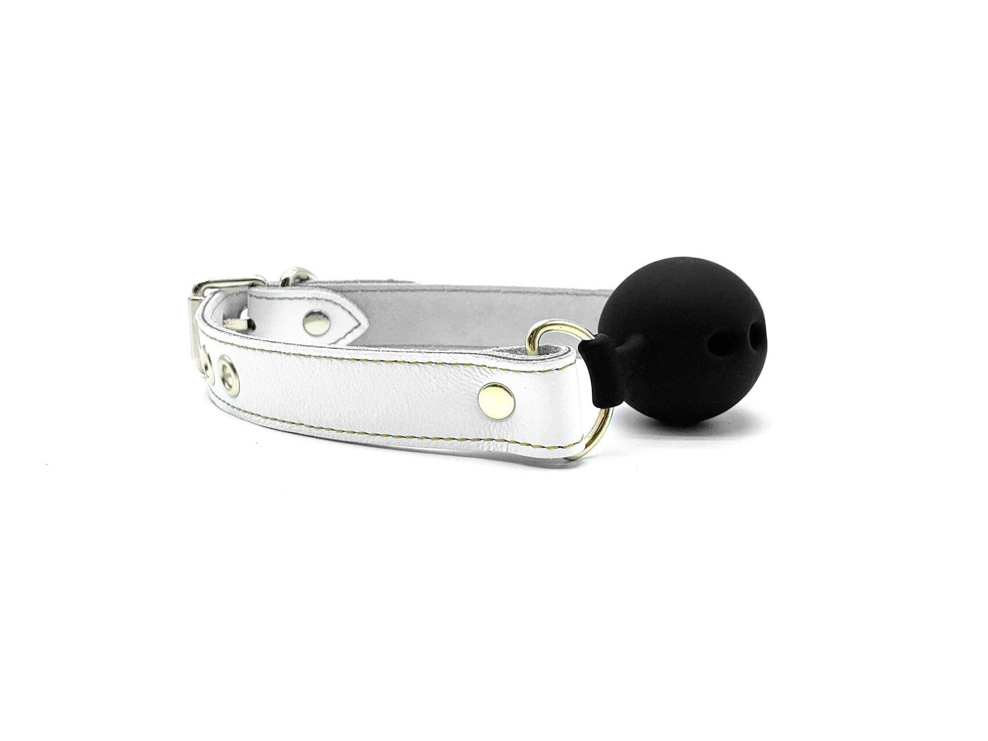 VIENNA White Leather Ball Gag - Lulexy